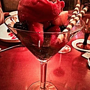 Berry, chocolate and champagne martini