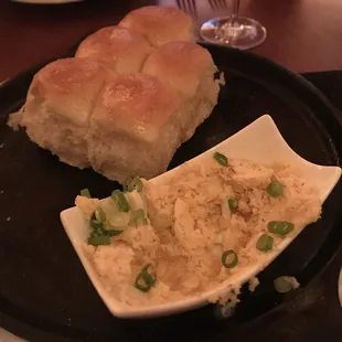 Parker house rolls with crab butter