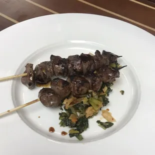 duck yakatori with kimchi