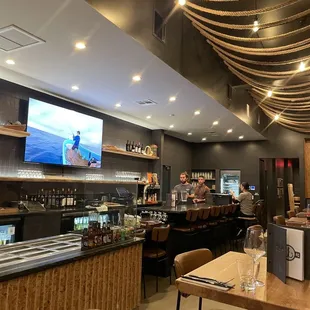 the bar and dining area