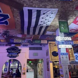 the ceiling of the restaurant