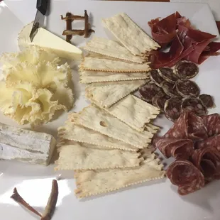 3 cheese and charcuterie platter. Soo good!