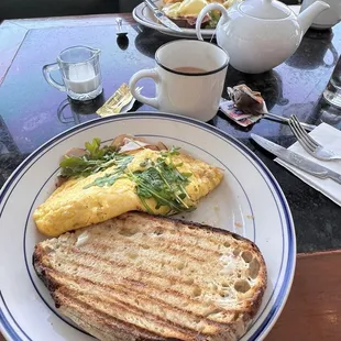 French omelette with well toasted sourdough.