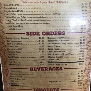 menu