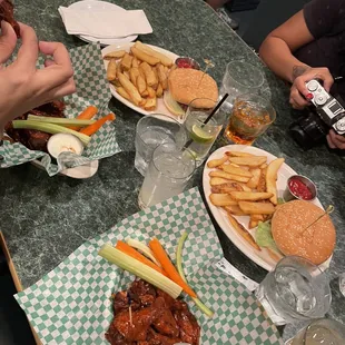 Chicken Wings and burgers