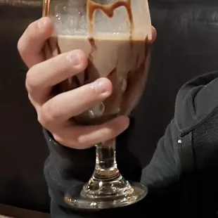 Chocolate milk in a fancy glass