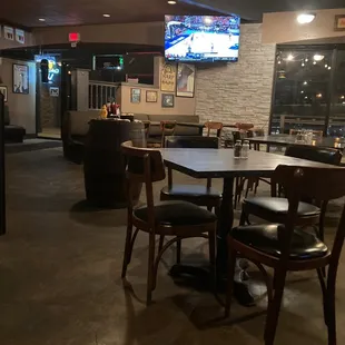 a view of the bar and dining area