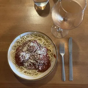 Spaghetti and meatballs