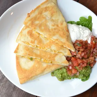 Chicken and cheddar jack cheese quesadillas.