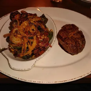 a plate of food and a burger