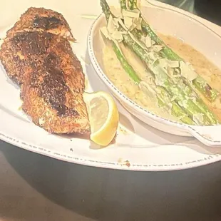 Blackened Grouper, asparagus
