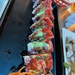 The roll with the strawberry sauce.  Novel idea, but the fish and rice could be better.