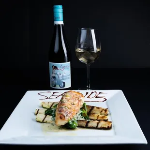 Fresh halibut  &amp; grilled zucchini