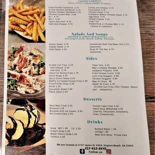 This is the back page of their menu.  Photo taken June 9, 2021.
