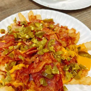 Death by fries and All beef hot dog with &quot;everything&quot; minus the mustard