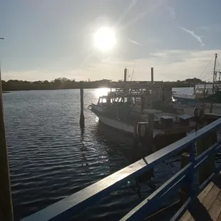 a boat docked at a dock
