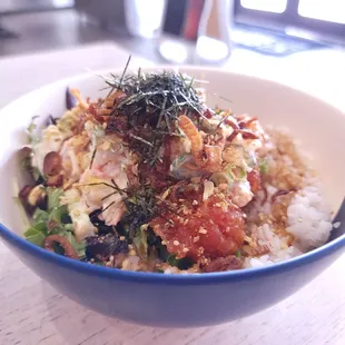 a bowl of food on a table