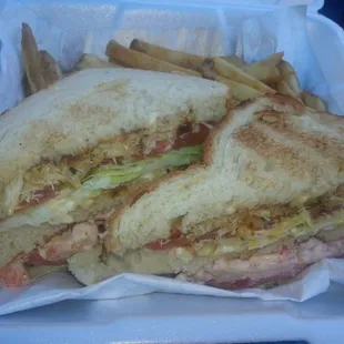 Seafood Club with fries.  Come hungry!