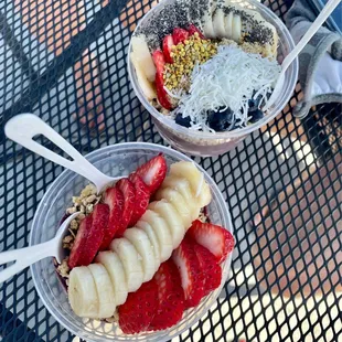 Top: superfood Açaí bowl  Bottom: OG açaí bowl