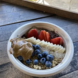 Açaí bowl and view