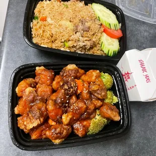 That fried rice with beef and the best Orange Chicken on the planet