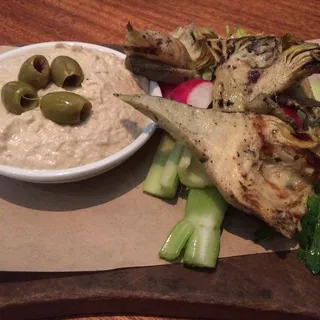 Grilled Artichokes With Preserved Lemon Hummus