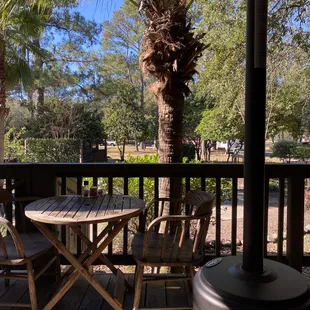 Outdoor patio with heaters