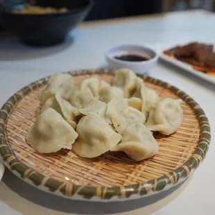 a plate of dumplings