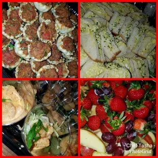 Creole Crawfish Pies, Curry Egg Salad Sandwiches, Shrimp Remoulade Cups, Fresh Fruit