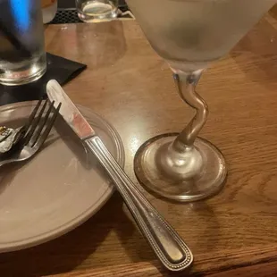 Dirty martini with bleu cheese olives