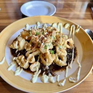 Crispy Calamari &amp; Fire-Roasted Tomato Salsa perfectly fried.