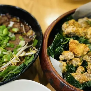 18. Chef's Special Spicy Beef Noodle ($19) &amp; 34. Taiwanese Popcorn Chicken ($14) - Large size