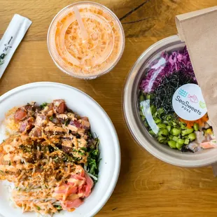 two bowls of food on a table