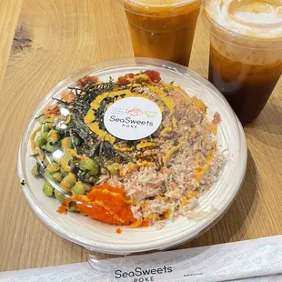 My bowl and two Thai Iced Tea