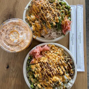 Albacore Poke Bowl and Spicy Tuna Poke Bowl