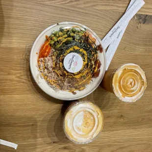 Our bowl and Thai Iced Tea