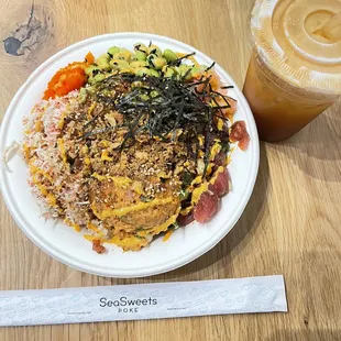 My large bowl and Thai Iced Tea