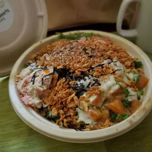 Truffle Salmon bowl to go!