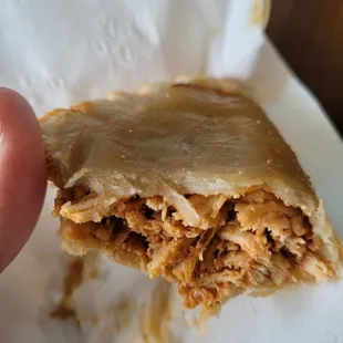 Bottom of my chicken empanada, the pastry just seem little underdone- not too bad though