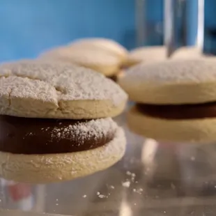 a close up of two cookies