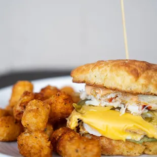 Dungeness crab biscuit sandwich at Seatown in Pike Place near Downtown Seattle