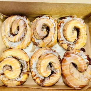 a box of cinnamon rolls