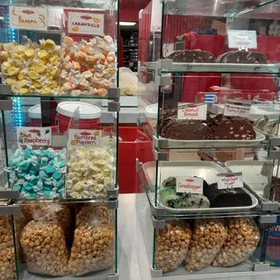 a display case full of sweets