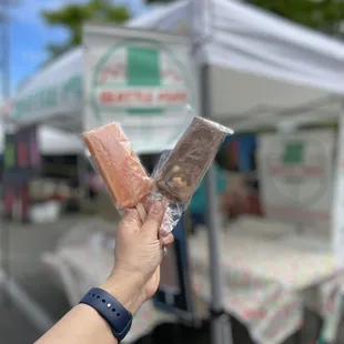 Guava(left) and Banana chocolate popsicle