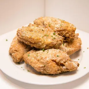 fried chicken on a white plate