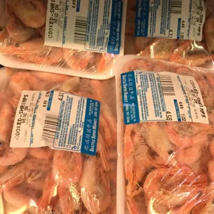 frozen shrimp in plastic bags