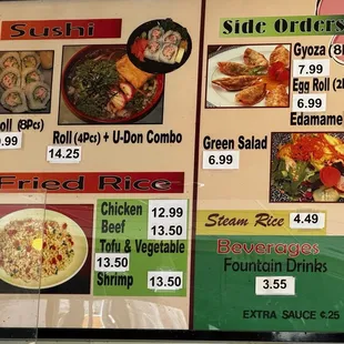Menu as of 2024 April