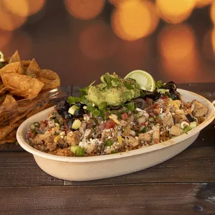 Taco Bowl with our house made chips &amp; salsa