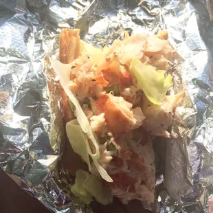 Lobster Roll half-eaten