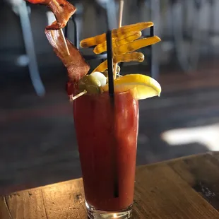 Bloody Mary - tasty. Great pickled green beans!